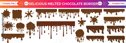 Chocolate background of Modern poster, dynamic splashes and drops. Vector illustration in a flat style of minimalism