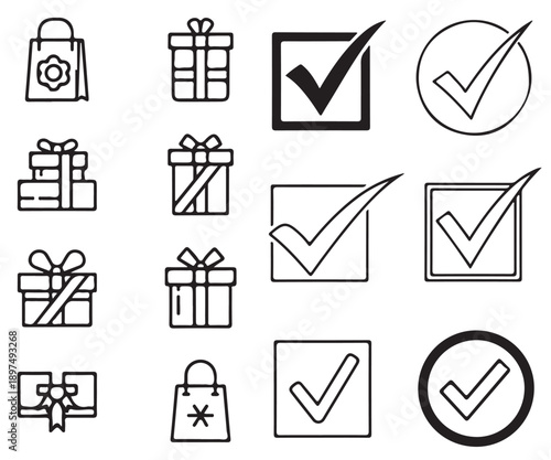 E commerce and checklist icons