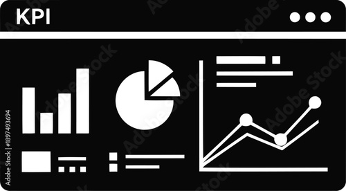 Kpi dashboard for business analytics and data visualization, performance indicator report with charts and graphs