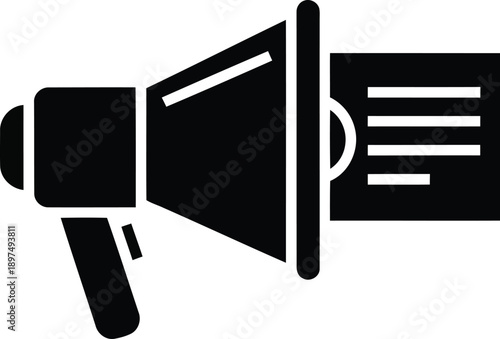 Megaphone with document icon, illustration, design element, announcement, news, marketing, advertisement