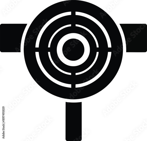 Aiming target symbol with crosshairs and handle isolated on transparent background represents goal setting and focus