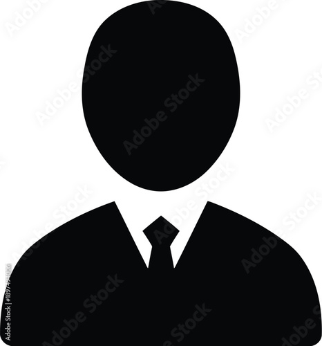 Man suit and tie silhouette person avatar profile businessman employee figure head shoulders simple outline icon
