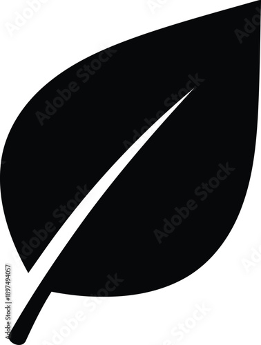 Minimalist leaf icon representing nature and environmental sustainability for organic branding and botanical design app