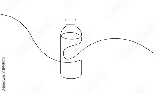 Sport water bottle one continuous line illustration for hydration and healthy lifestyle concept