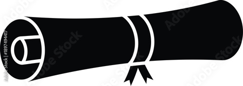 Black diploma scroll tied with ribbon symbolizing achievement graduation success education and academic accomplishment