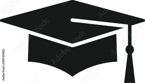 Graduation cap icon with tassel, symbol for education, academic achievement, degree, diploma, and university graduation ceremony
