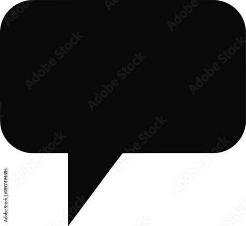 Black speech bubble icon, communication symbol for chat messages, dialogue box, and conversation interface elements