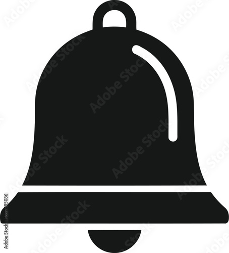 Bell notification icon isolated on transparent background for alert reminder message alarm sound signal mobile app dev