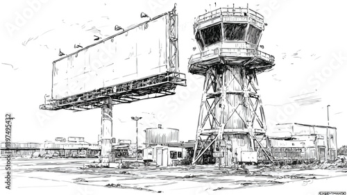 Handdrawn Airport Gate Sign Sketch for Terminal Navigation
