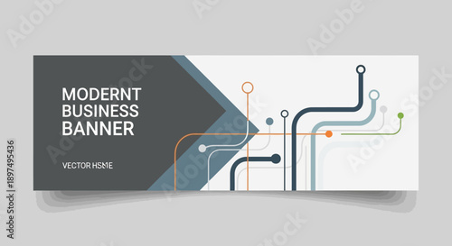 Modern Business Banner with Abstract Technology Network Design.