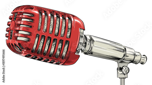 Cartoon Style Microphone Clipart Vector Illustration