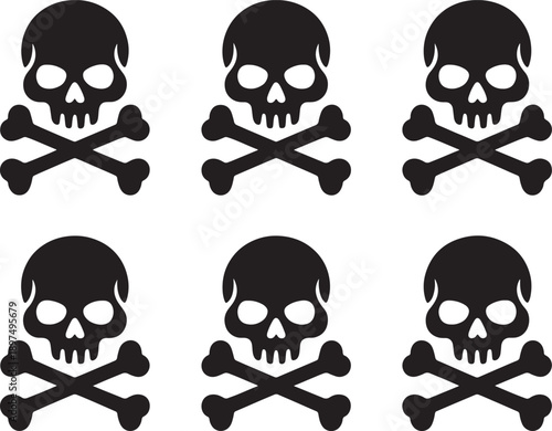 Skull and crossbones icons set