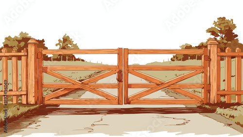 Modern Flat Style Vector Illustration of an Open Gate - Professional and Versatile Design Element for Graphic Projects
