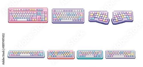 Colorful rgb mechanical keyboards with various layouts and designs
