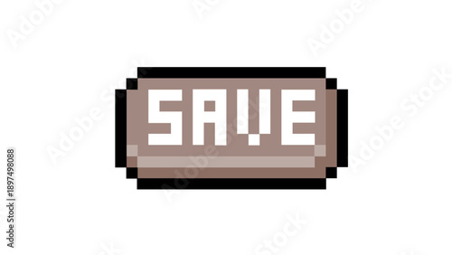 Pixelated save button icon, a nostalgic digital interface element for data preservation and game progress, featuring a classic retro computing aesthetic