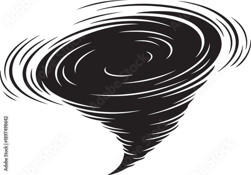 Black Tornado Illustration on White Background Graphic Design Element