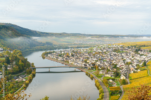Bild auf Leinwand A city with a Mosel in Germany river running through it and a bridge over the water