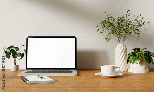 Wallpaper Mural Elegant home office with plants and a cozy atmosphere for productivity. 3D render illustration Torontodigital.ca