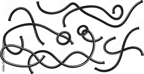 Black scribbles and swirls on a white background illustration