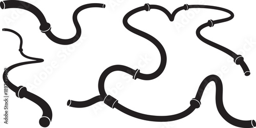 Black tubes and hoses on a white background illustration