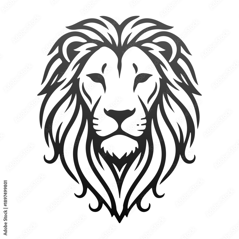 Obraz premium Powerful Lion Silhouette Vector on White Background.Royal Lion Emblem Vector Illustration. Strong Lion Mascot Vector Illustration. Majestic Lion Head Vector Logo. Abstract Lion Head Vector Logo Design