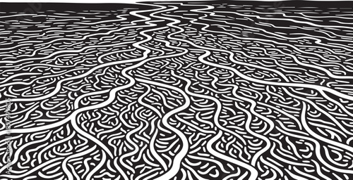 Black and white abstract maze pattern background texture design
