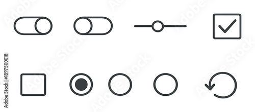 Sleek dark mode ui elements: toggle switches and icons on gradient background