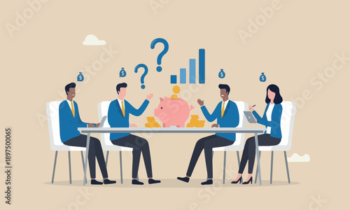 Stock market, together bank illustration is modern, flat design with clean lines and minimal shading like miracle concept, businessman investment wizard using magic wand to make stock price rising up