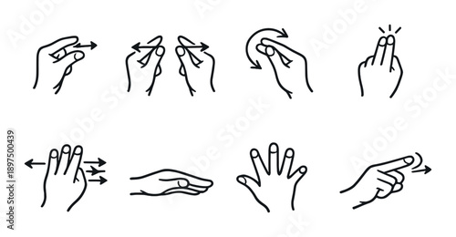 Hand gesture icons for touchscreen interaction