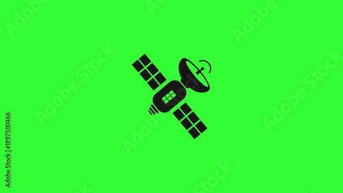 Animation of Flying satellite icon in green background