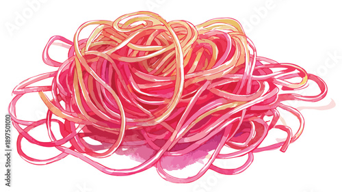 Hand-Drawn Vibrant Watercolor Spaghetti Sketch for Creative Designs