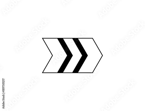 Triple Chevron Right Arrow Direction Speed Sign Symbol