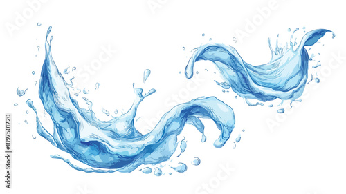 Elegant Water Design Concept with Outline on White Background