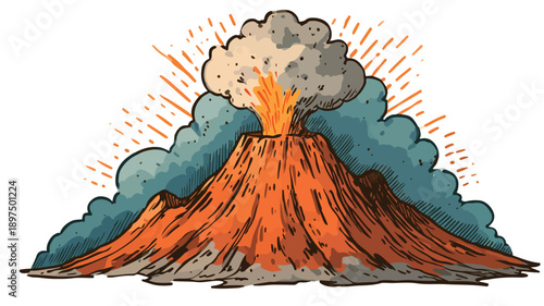 Colorful Volcano Cartoon Style Vector Illustration for Design Projects