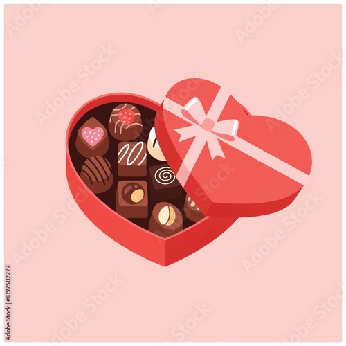 Heart Shaped Box of Chocolates with Ribbon.