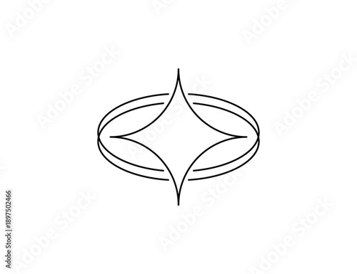Abstract Star with Orbital Rings Minimalist Space Logo Symbol