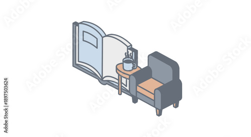 Cozy reading nook with armchair and side table.