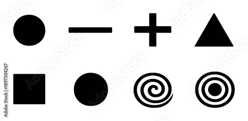 Minimalist black geometric shapes on dark gray background