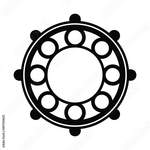 Black and white dharmachakra a buddhist wheel of dharma symbol