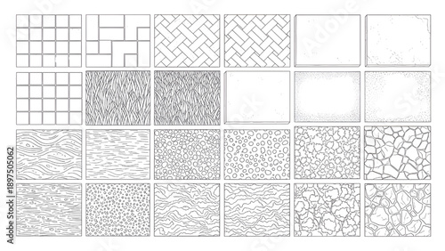 Landscape Architecture Outline CAD Pattern Texture Vector Set