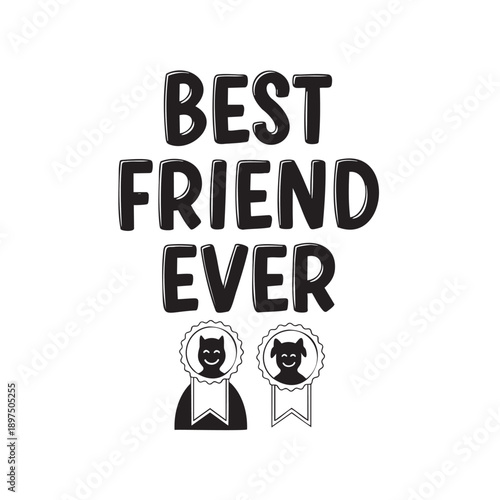 Cute cartoon cats holding best friend ever message banner