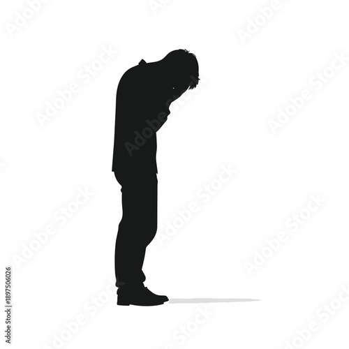 black silhouette of a crying boy