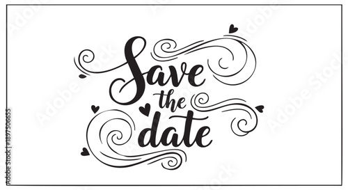 Elegant calligraphy save the date invitation design template