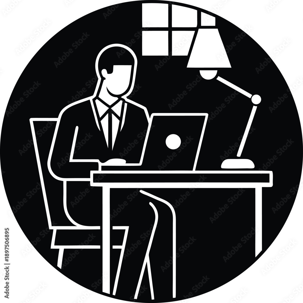 Fototapeta premium Worker with hammer at office desk with people working around