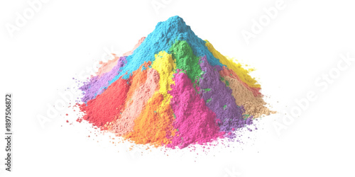 Vibrant colorful powder pile for holi festival celebration isolated on white background vector illustration