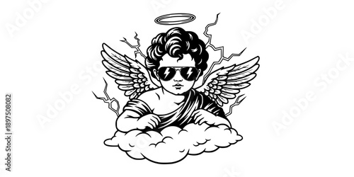 Modern Cherub Angel Streetwear T-Shirt Design
