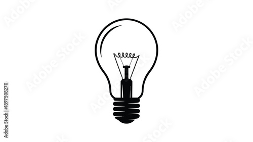 Simple black and white illustration of a traditional incandescent light bulb