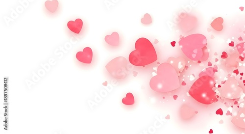 Wallpaper Mural Watercolor hearts in pink hues on white background Torontodigital.ca