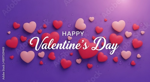 Wallpaper Mural Happy valentine's day greeting with floating hearts Torontodigital.ca