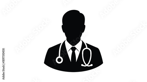 Silhouette of a doctor wearing a stethoscope and suit jacket